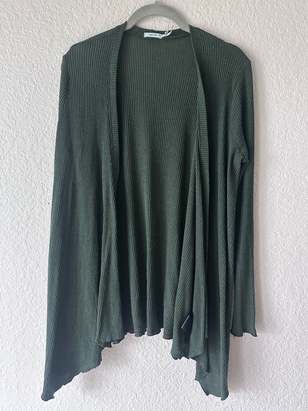 Kimchi Blue Olive Green Ribbed Open Front Cardigan Size L